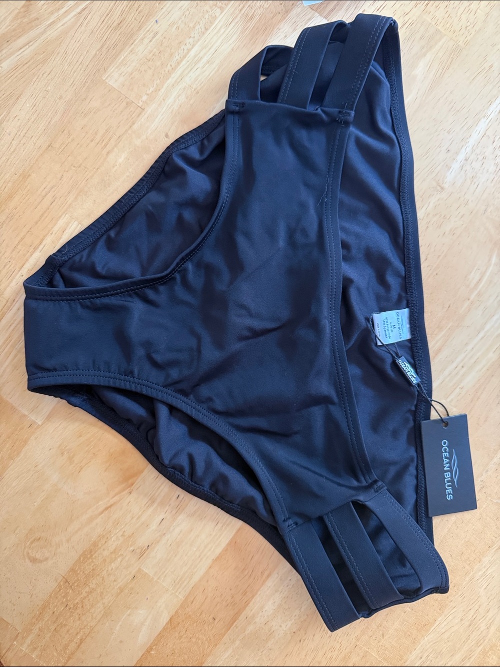 Ocean Blues Women's Black Swim Bottom with Cutout Straps